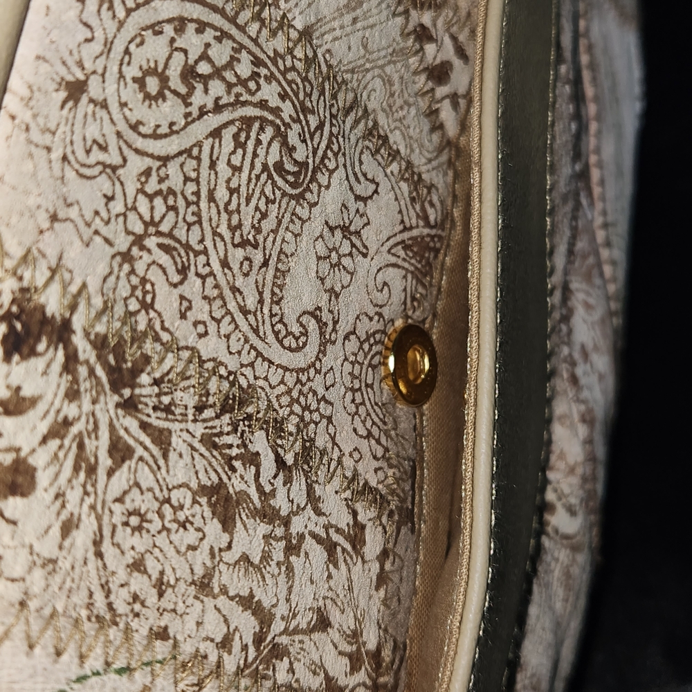 NEW Genuine Leather Patchwork Crossbody Bag - Cream and Brown - Picture 7 of 9